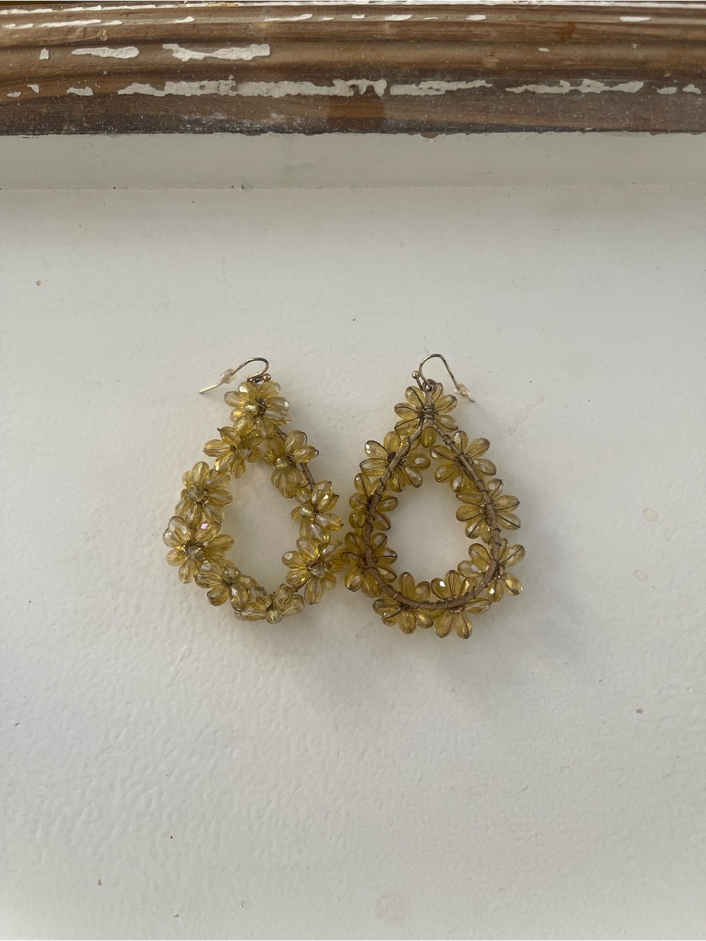 Vintage Yellow Floral Teardrop Earrings - Women Jewelry
